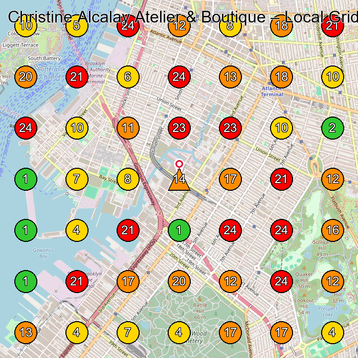 Christine Alcalay Atelier & Boutique Women'S Clothing Store GeoGrid ranking map for Brooklyn NY